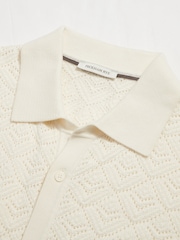Peckham Rye Natural Open Stitch Knitted Short Sleeves Shirt - Image 8 of 10