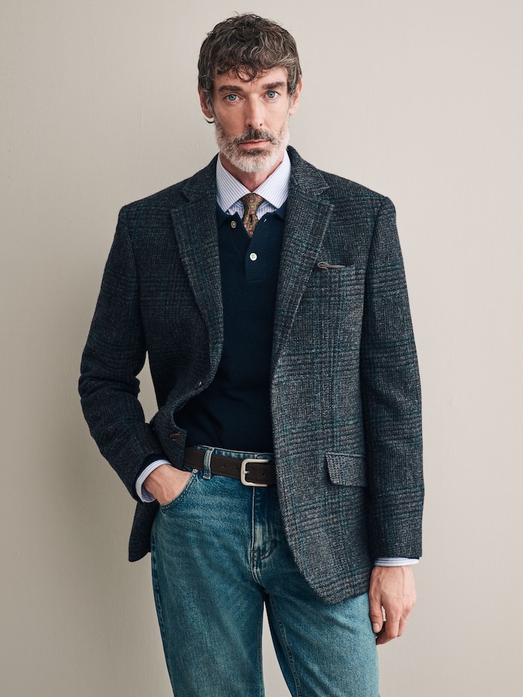 Charcoal Grey Signature Moon's Tonal Check Blazer - Image 1 of 9