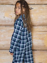 The Little Tailor Blue Checked Flannel Button Through Christmas Pyjamas - Image 4 of 6