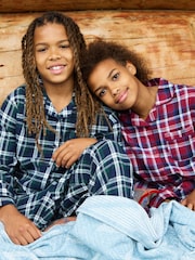The Little Tailor Blue Checked Flannel Button Through Christmas Pyjamas - Image 5 of 6
