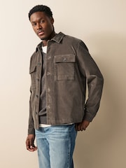 Taupe Micro Corduroy Shacket - Image 3 of 10