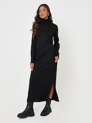Threadbare Black Turtle Neck Maxi Jumper Dress - Image 1 of 5
