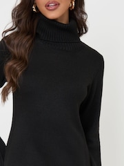 Threadbare Black Turtle Neck Maxi Jumper Dress - Image 4 of 5