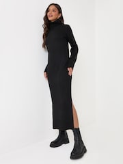 Threadbare Black Turtle Neck Maxi Jumper Dress - Image 5 of 5