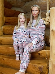 The Little Tailor Cream Cotton Reindeer Fairisle Pattern Christmas Pyjamas - Image 3 of 4
