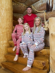 The Little Tailor Cream Cotton Reindeer Fairisle Pattern Christmas Pyjamas - Image 4 of 4