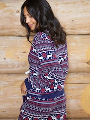 The Little Tailor Blue Cotton Reindeer Fairisle Pattern Christmas Pyjamas - Image 3 of 5