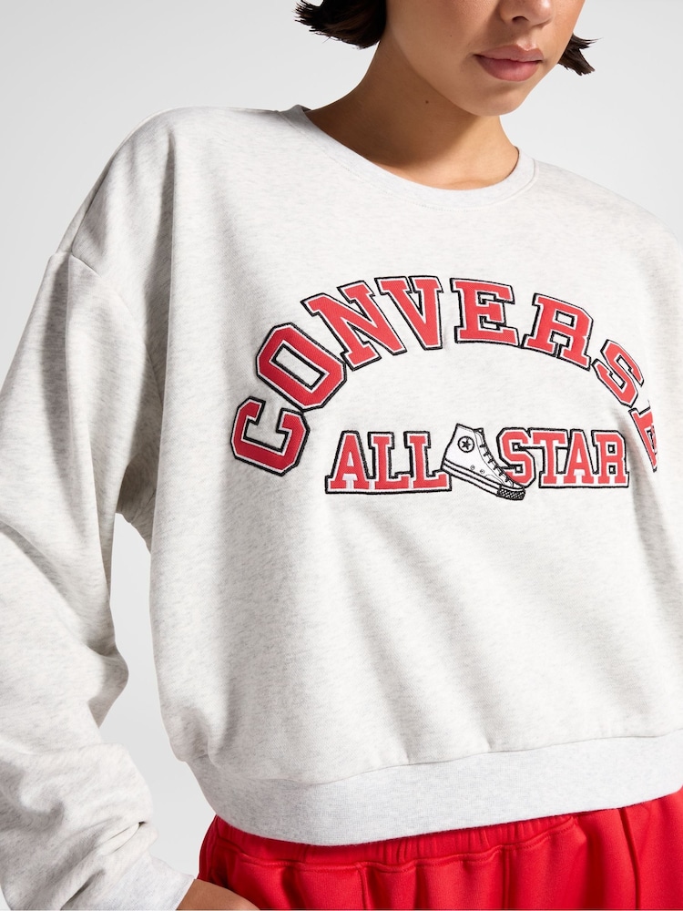 Converse Light Grey Retro Chuck Heritage Crew Sweatshirt - Image 5 of 6