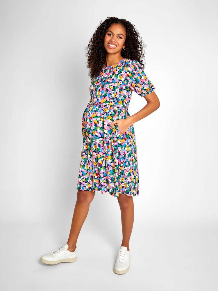 JoJo Maman Bébé Multi Floral Multi Print Maternity & Nursing Dress - Image 1 of 5