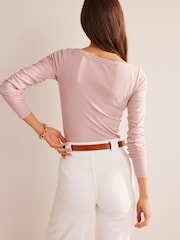Boden Pink Essential Boat Neck Jersey T-Shirt - Image 2 of 5