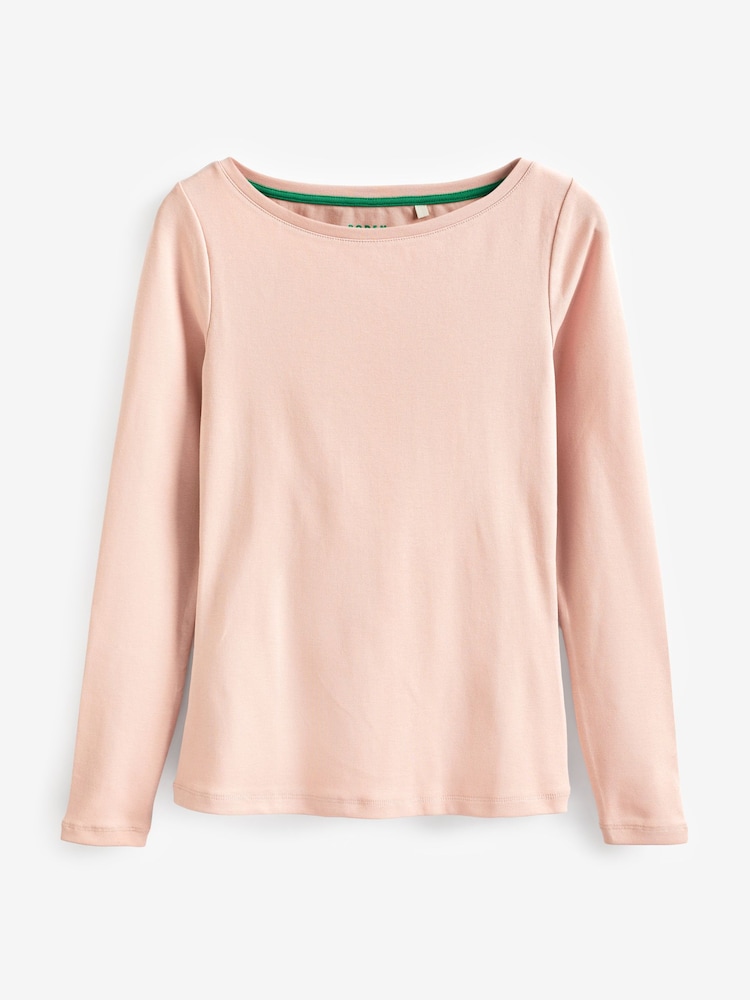 Boden Pink Essential Boat Neck Jersey T-Shirt - Image 5 of 5