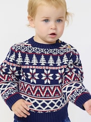 Azul - Jersey navideño de algodón con diseño invernal de grecas alpinas de The Little Tailor - Imagen 3 de 3