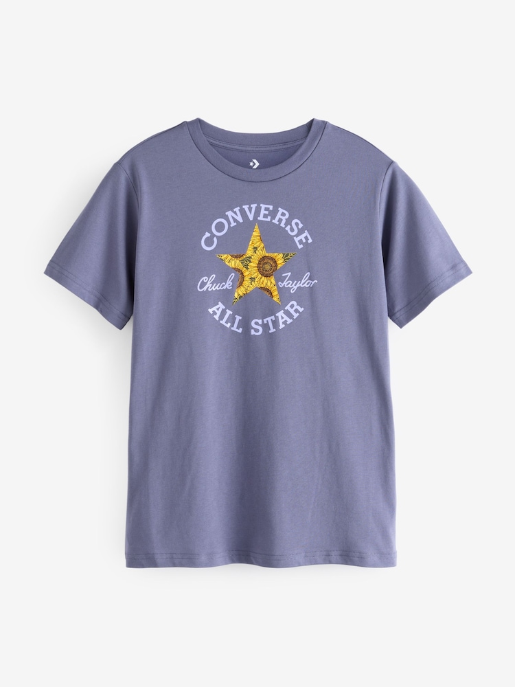 Converse Blue Patch 100% Cotton Graphic T-Shirt - Image 1 of 4 Converse Blue Patch 100% Cotton Graphic T-Shirt - Image 1 of 4