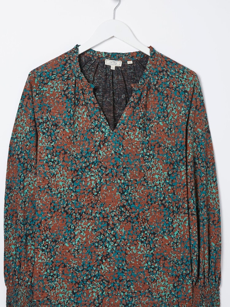 FatFace Green Florence Textured Spot Top - Image 4 of 4
