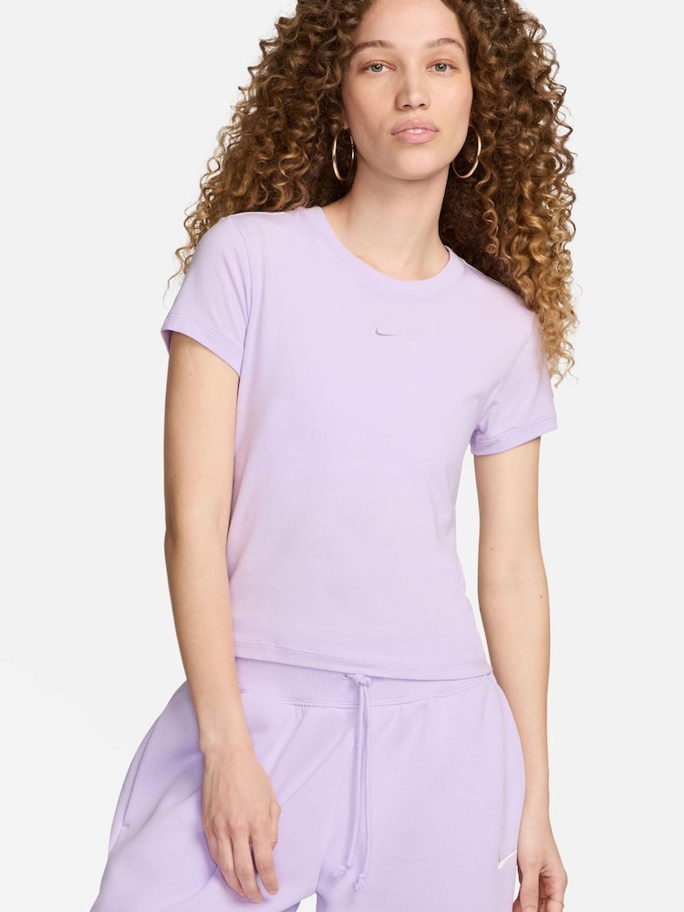 Nike Purple Chill Knit Mod Crop T-Shirt - Image 1 of 1 Nike Purple Chill Knit Mod Crop T-Shirt - Image 1 of 1