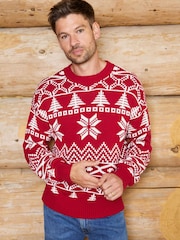 The Little Tailor Red Cotton Winter Fairisle Christmas Jumper - Image 1 of 6