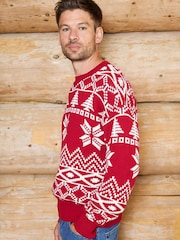 The Little Tailor Red Cotton Winter Fairisle Christmas Jumper - Image 3 of 6