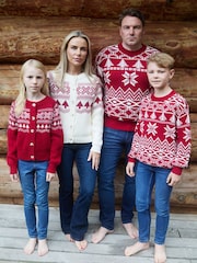 The Little Tailor Red Cotton Winter Fairisle Christmas Jumper - Image 5 of 6
