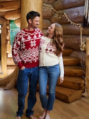 The Little Tailor Red Cotton Winter Fairisle Christmas Jumper - Image 6 of 6