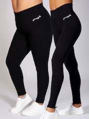Pineapple Black Womens Wide Waistband Leggings - Image 1 of 7