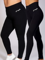 Pineapple Black Womens Wide Waistband Leggings - Image 3 of 7