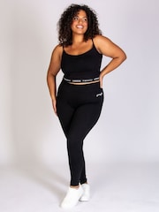 Pineapple Black Womens Wide Waistband Leggings - Image 4 of 7