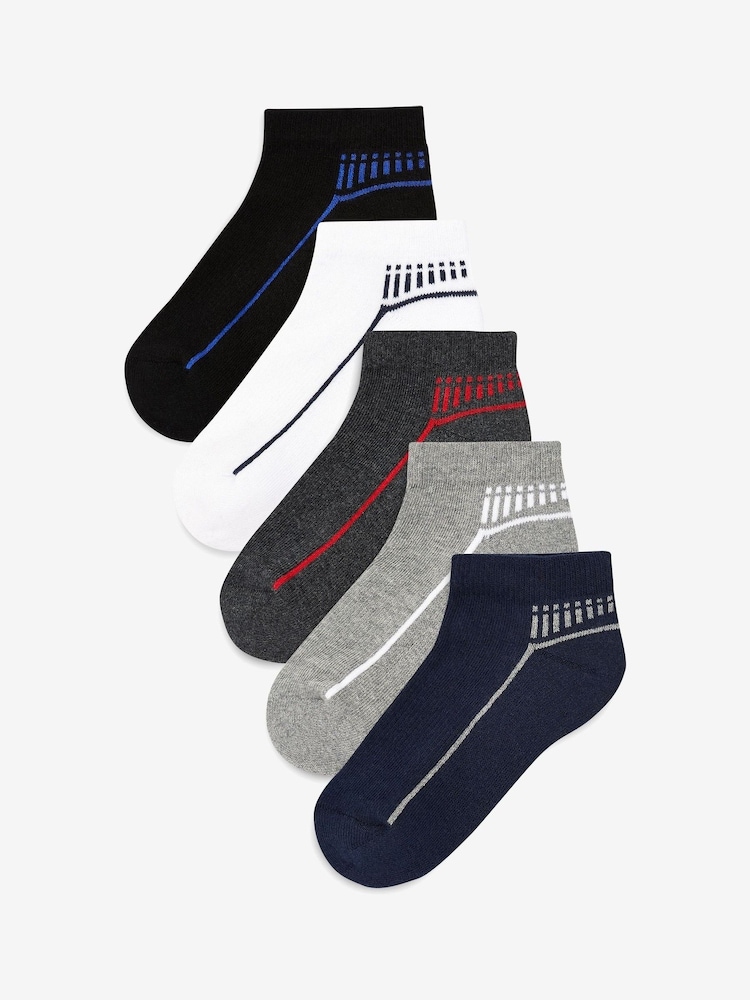 Multi Cushioned Footbed Sports Trainers Socks 5 Pack - Image 1 of 7
