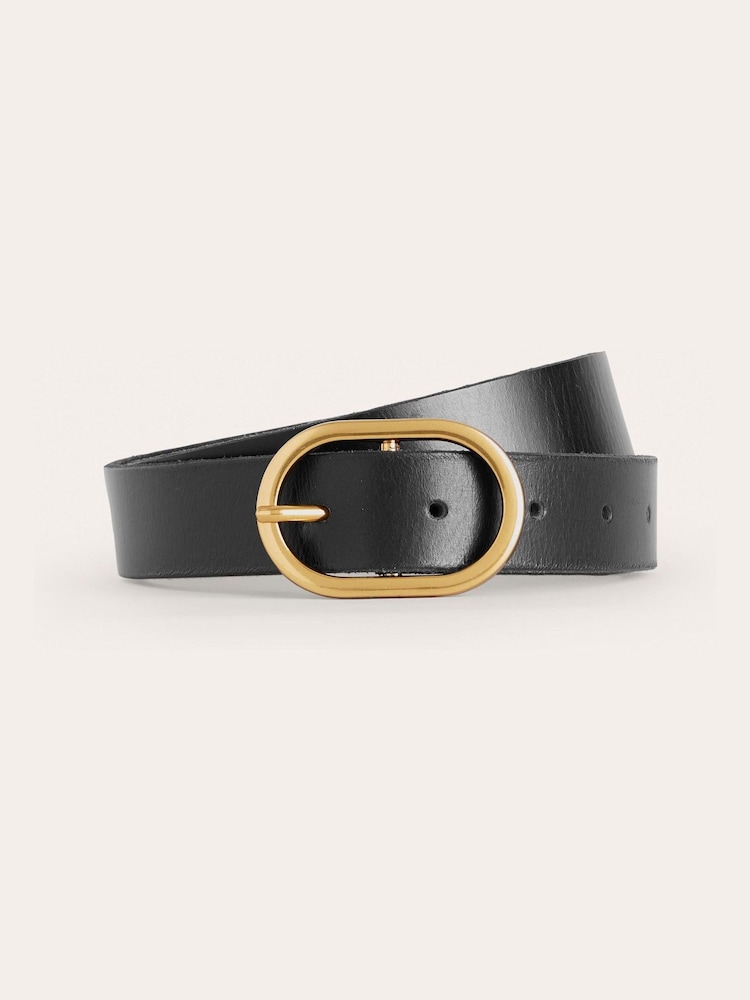 Boden Black Chrome Classic Leather Belt - Image 1 of 4