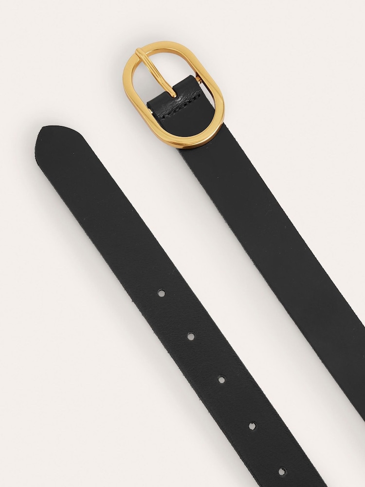 Boden Black Chrome Classic Leather Belt - Image 2 of 4