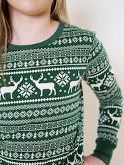 The Little Tailor Green Cotton Reindeer Fairisle Pattern Christmas Pyjamas - Image 5 of 7