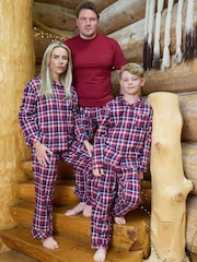 The Little Tailor Red Checked Flannel Button Through Christmas Pyjamas - Image 4 of 5