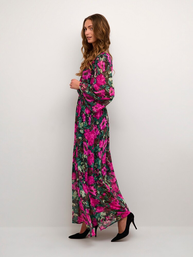 Kaffe Pink Willa V-Neck 3/4 Sleeve Maxi Dress - Image 1 of 5