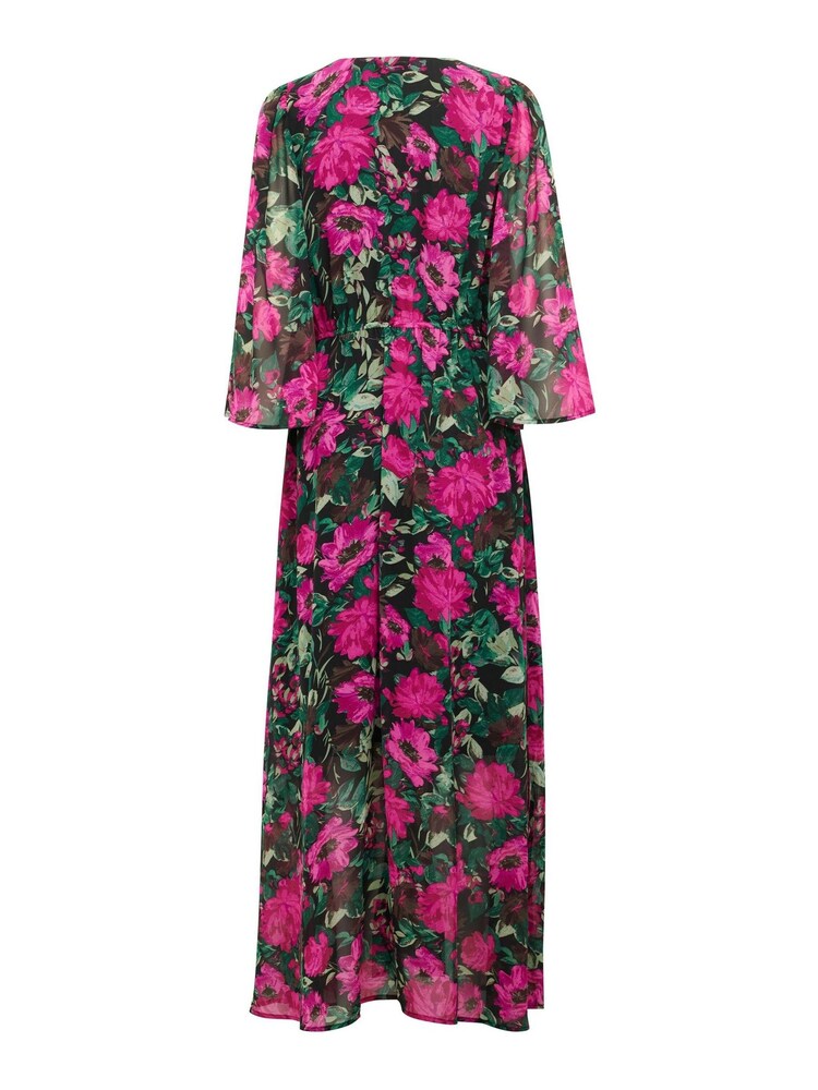 Kaffe Pink Willa V-Neck 3/4 Sleeve Maxi Dress - Image 5 of 5