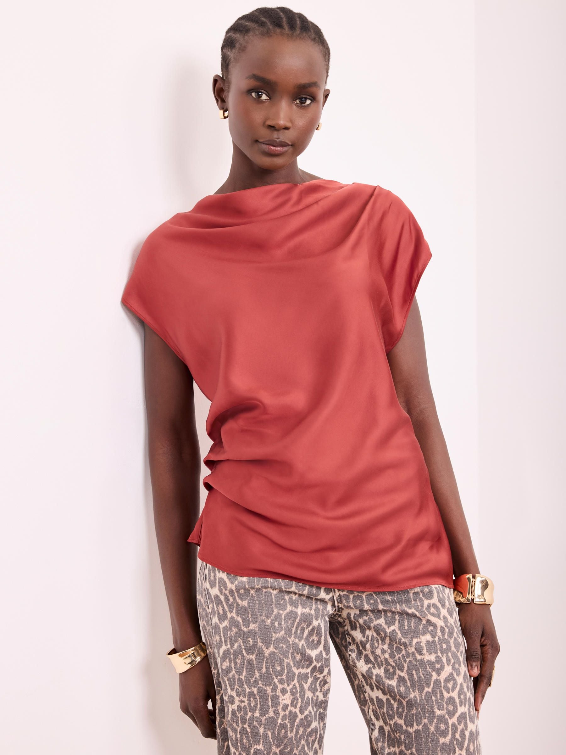 sc♡ Buy Mint Velvet Red Satin Ruched Top from the Next UK online shop