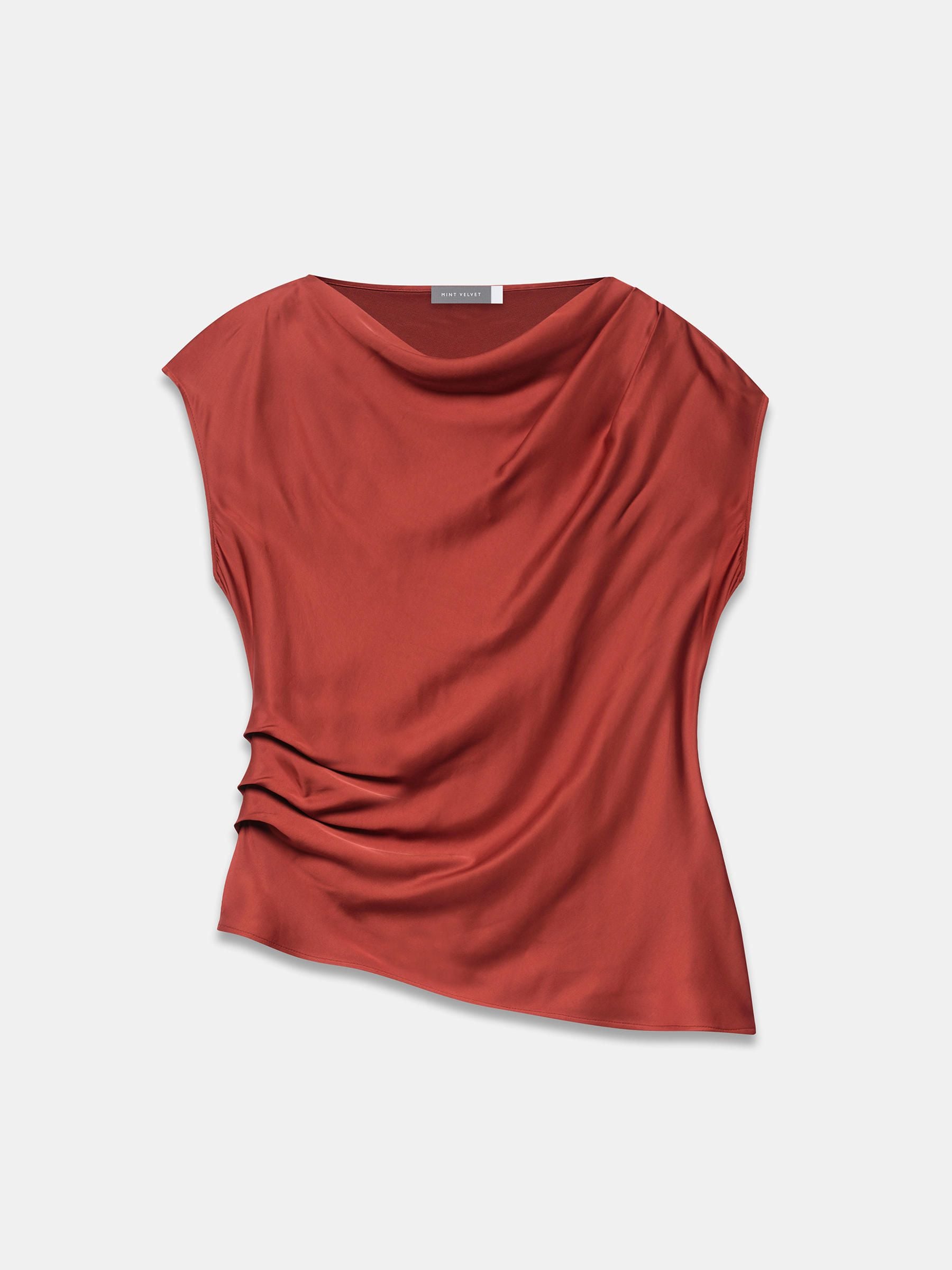 Buy Mint Velvet Red Satin Ruched Top from the Next UK online shop
