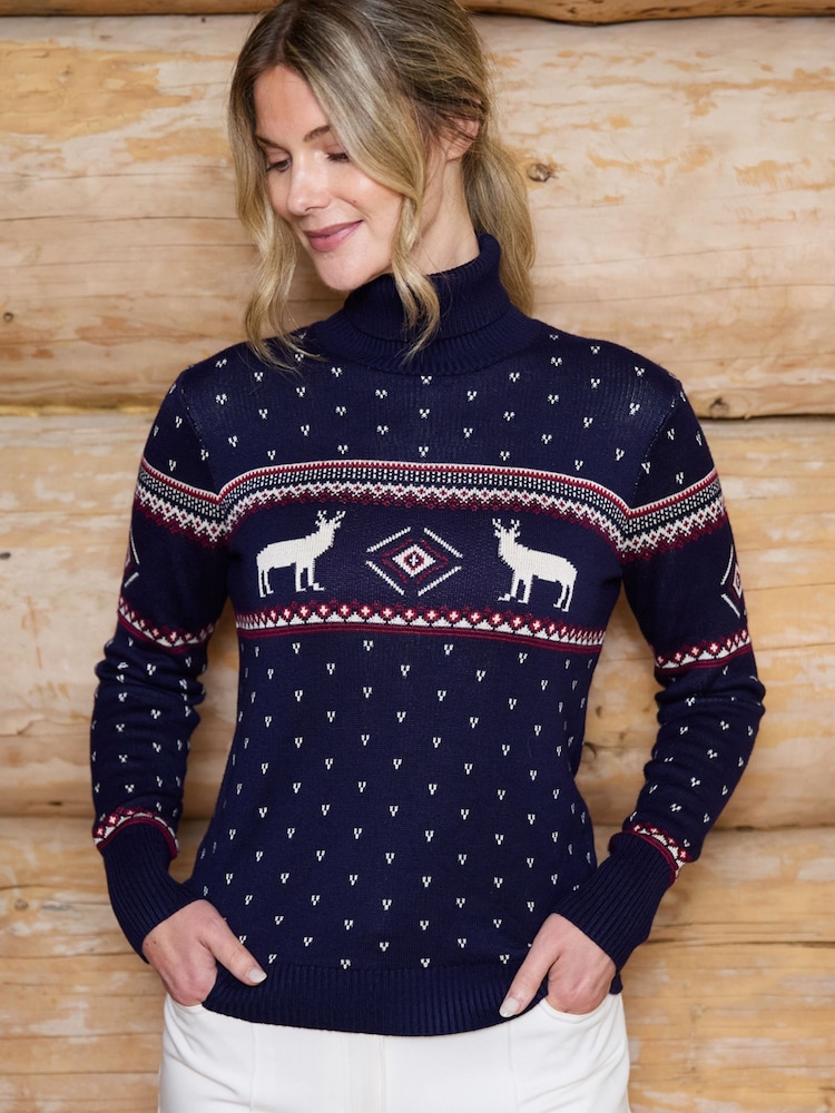 The Little Tailor Blue Roll Neck Fairisle Ski Jumper - Image 1 of 5 The Little Tailor Blue Roll Neck Fairisle Ski Jumper - Image 1 of 5