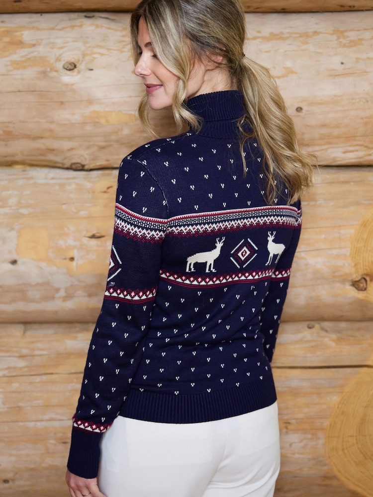The Little Tailor Blue Roll Neck Fairisle Ski Jumper - Image 2 of 5 The Little Tailor Blue Roll Neck Fairisle Ski Jumper - Image 2 of 5