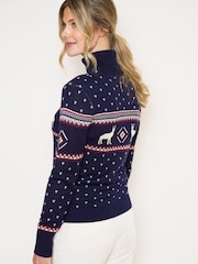The Little Tailor Blue Roll Neck Fairisle Ski Jumper - Image 5 of 5