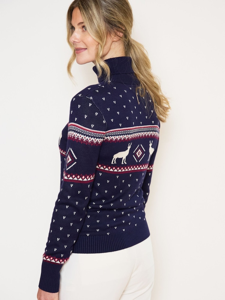 The Little Tailor Blue Roll Neck Fairisle Ski Jumper - Image 5 of 5 The Little Tailor Blue Roll Neck Fairisle Ski Jumper - Image 5 of 5