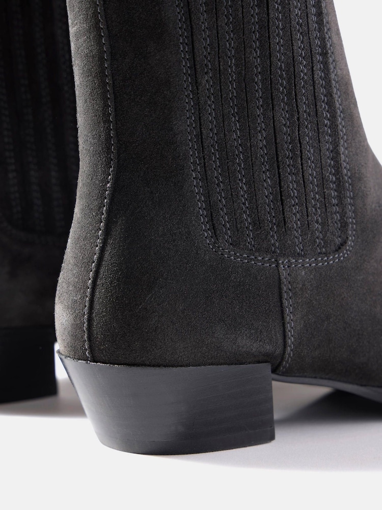 Mint Velvet Grey Kirsten Suede Ankle Boots - Image 4 of 4