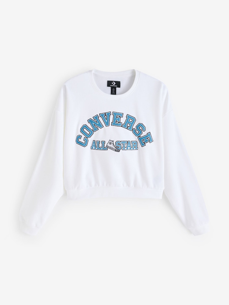 Converse White Retro Chuck Heritage Crew Sweatshirt - Image 4 of 4 Converse White Retro Chuck Heritage Crew Sweatshirt - Image 4 of 4