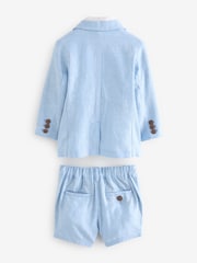 Blue Linen Blend Blazer, Shirt, Short & Bowtie Set (3mths-9yrs) - Image 6 of 8