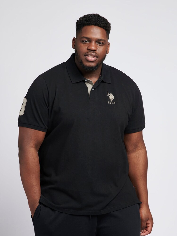 U.S. Polo Assn. Black Big & Tall Mens Player 3 Logo Pique 100% Cotton Polo Shirt - Image 1 of 6