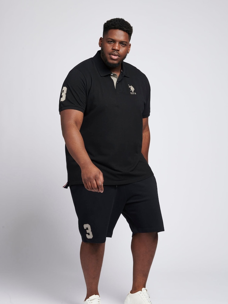 U.S. Polo Assn. Black Big & Tall Mens Player 3 Logo Pique 100% Cotton Polo Shirt - Image 2 of 6