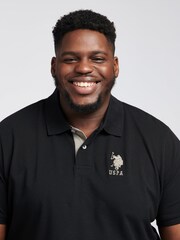 U.S. Polo Assn. Black Big & Tall Mens Player 3 Logo Pique 100% Cotton Polo Shirt - Image 4 of 6