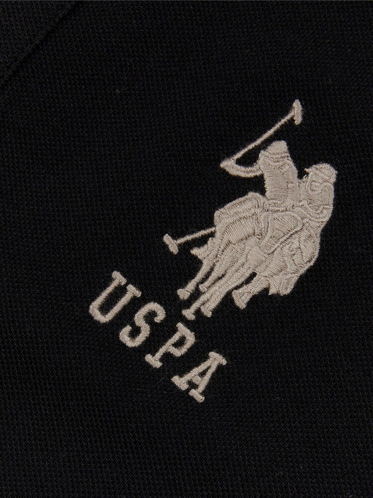 U.S. Polo Assn. Black Big & Tall Mens Player 3 Logo Pique 100% Cotton Polo Shirt - Image 6 of 6