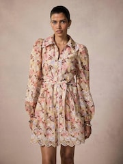 Mint Velvet Pink Floral Print Mini Dress - Image 2 of 8