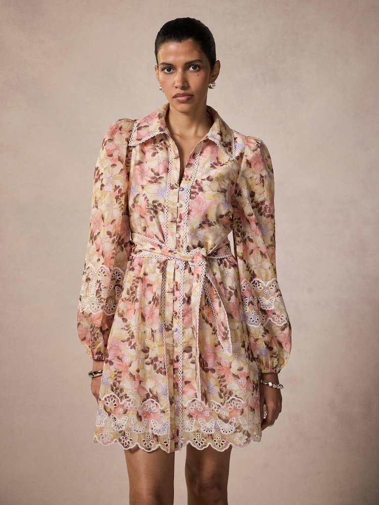 Mint Velvet Pink Floral Print Mini Dress - Image 2 of 8