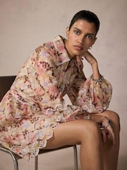 Mint Velvet Pink Floral Print Mini Dress - Image 3 of 8