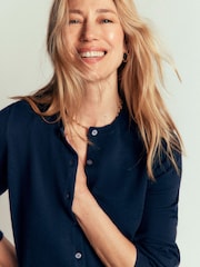 Navy Blue - Boden Camilla Cotton Crew Cardigan - Larawan 5 ng 7
